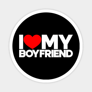 I Love My Boyfriend Red Hearts Love Couple (White) Magnet